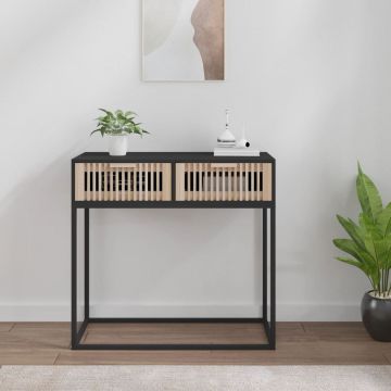 Gossi masa consola, negru, 80x30x75 cm, lemn prelucrat si fier