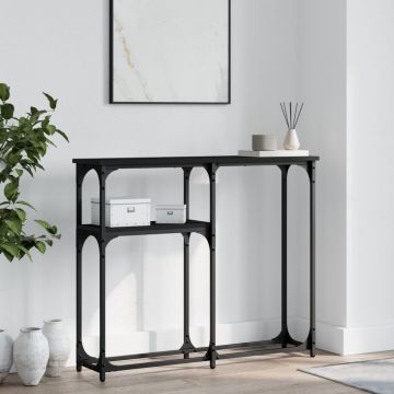 Gossi masa consola, negru, 90x22,5x75 cm, lemn prelucrat