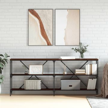Gossi masa consola stejar maro 180x30x75 cm lemn prelucrat si fier