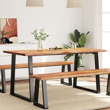 Gossi masa cu margini naturale, 160x80x75 cm, lemn masiv de acacia