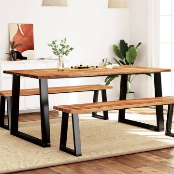Gossi masa cu margini naturale, 180x90x75 cm, lemn masiv de acacia