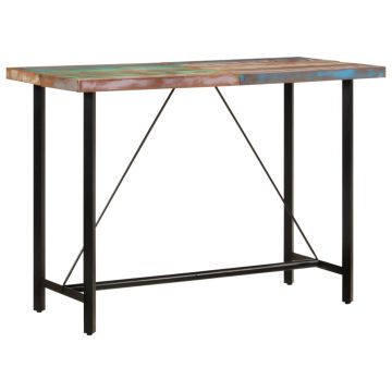 Gossi masa de bar, 150x70x107 cm, lemn masiv reciclat si fier