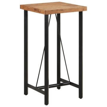 Gossi masa de bar, 55x55x107 cm, lemn masiv acacia si fier
