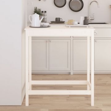 Gossi masa de bar, alb, 100x50x110 cm, lemn masiv de pin