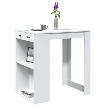 Gossi masa de bar, alb, 102x70x103,5 cm, lemn prelucrat