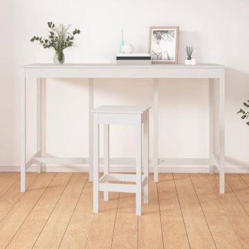 Gossi masa de bar, alb, 180x80x110 cm, lemn masiv de pin