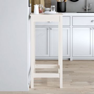 Gossi masa de bar, alb, 50x50x110 cm, lemn masiv de pin