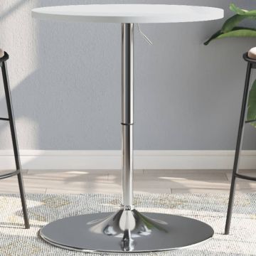 Gossi masa de bar, alb, 60x60x90 cm, lemn prelucrat si otel cromat