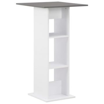 Gossi masa de bar, alb si gri antracit, 60 x 60 x 110 cm