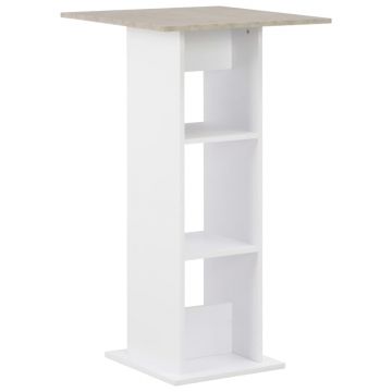Gossi masa de bar, alb si gri beton, 60 x 60 x 110 cm