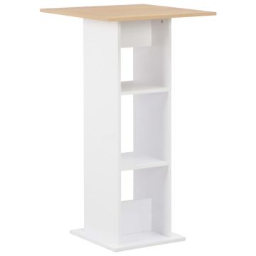 Gossi masa de bar, alb si stejar sonoma, 60 x 60 x 110 cm