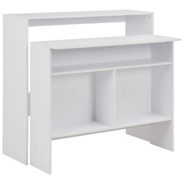 Gossi masa de bar cu 2 blaturi, alb, 130x40x120 cm