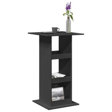 Gossi masa de bar cu depozitare, negru, 60x60x102 cm, lemn prelucrat