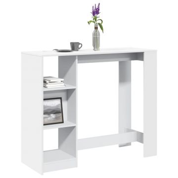 Gossi masa de bar cu raft, alb, 124x46x103,5 cm, lemn prelucrat
