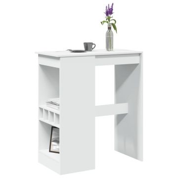 Gossi masa de bar cu raft, alb, 90x47,5x103,5 cm, lemn prelucrat