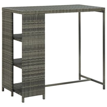 Gossi masa de bar cu raft de depozitare, gri 120x60x110 cm, poliratan