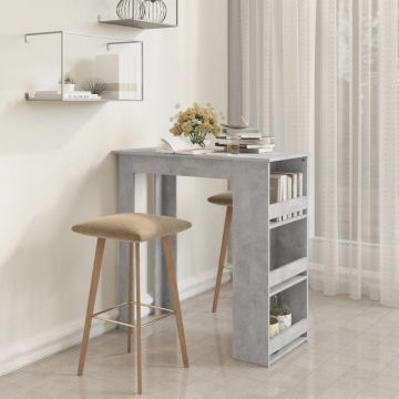 Gossi masa de bar cu raft de depozitare, gri beton, 102x50x103,5 cm