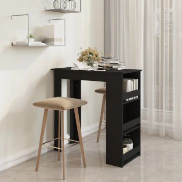 Gossi masa de bar cu raft de depozitare, negru, 102x50x103,5 cm, pal