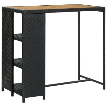 Gossi masa de bar cu raft de depozitare negru 120x60x110 cm poliratan