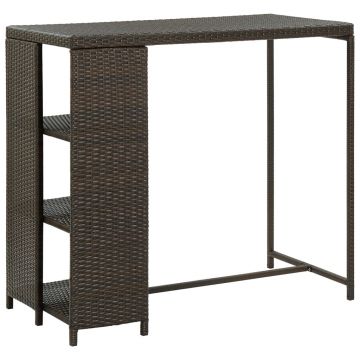 Gossi masa de bar cu raft depozitare, maro, 120x60x110 cm, poliratan