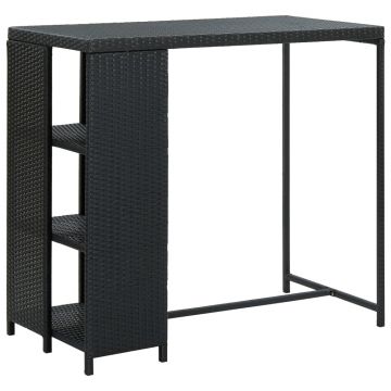 Gossi masa de bar cu raft depozitare, negru, 120x60x110 cm, poliratan