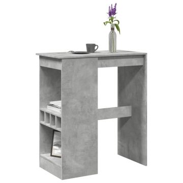 Gossi masa de bar cu raft gri beton 90x47,5x103,5 cm lemn prelucrat