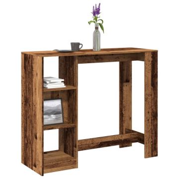 Gossi masa de bar cu raft lemn vechi 124x46x103,5 cm lemn prelucrat
