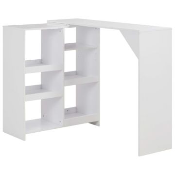 Gossi masa de bar cu raft mobil, alb, 138x39x110 cm
