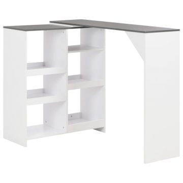 Gossi masa de bar cu raft mobil, alb, 138x39x110 cm