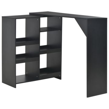 Gossi masa de bar cu raft mobil, negru, 138x39x110 cm