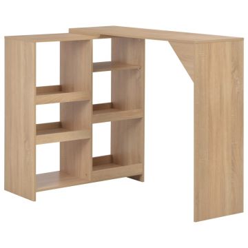 Gossi masa de bar cu raft mobil, stejar, 138x39x110 cm