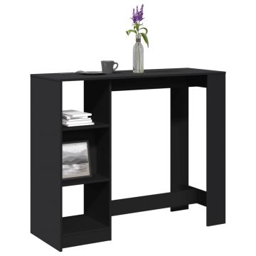 Gossi masa de bar cu raft, negru, 124x46x103,5 cm, lemn prelucrat