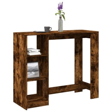 Gossi masa de bar cu raft stejar fumuriu 124x46x103,5cm lemn compozit