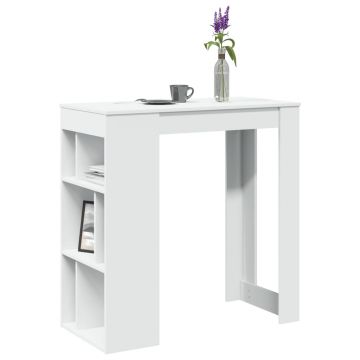 Gossi masa de bar cu rafturi, alb, 102x50x103,5 cm, lemn prelucrat