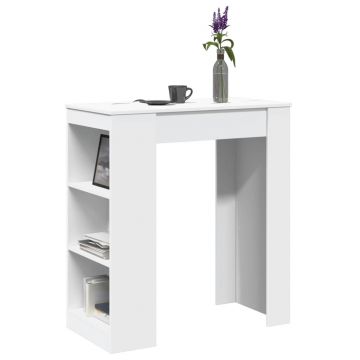 Gossi masa de bar cu rafturi, alb, 95x47x103,5 cm, lemn prelucrat