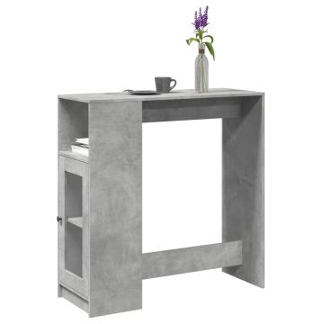 Gossi masa de bar cu rafturi gri beton 101x40x103,5 cm lemn prelucrat