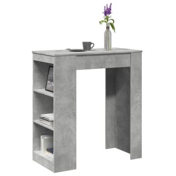 Gossi masa de bar cu rafturi gri beton 95x47x103,5 cm lemn prelucrat