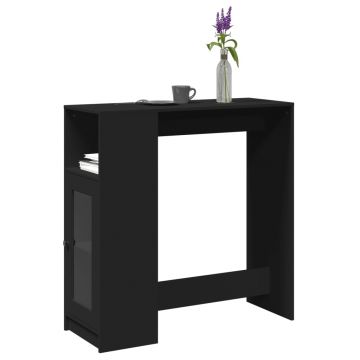 Gossi masa de bar cu rafturi, negru, 101x40x103,5 cm, lemn prelucrat