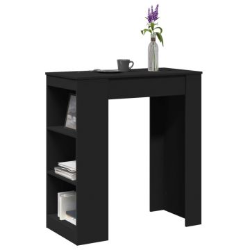 Gossi masa de bar cu rafturi, negru, 95x47x103,5 cm, lemn prelucrat