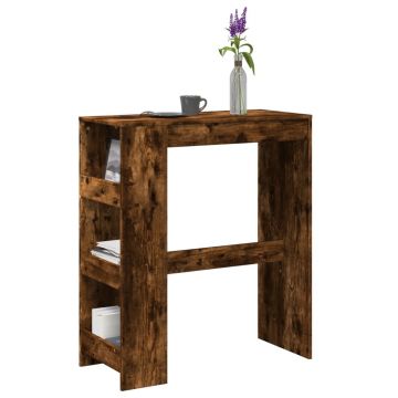 Gossi masa de bar cu rafturi, stejar fumuriu, 90x40x103,5 cm, lemn