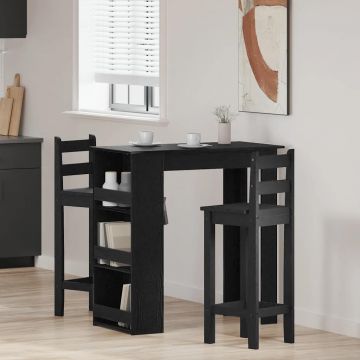 Gossi masa de bar cu suport depozitare stejar negru 102x50x103,5 cm