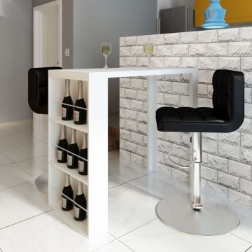 Gossi masa de bar din mdf, cu suport pentru sticle de vin, alb lucios