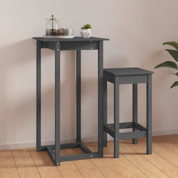 Gossi masa de bar, gri, 60x60x110 cm, lemn masiv de pin