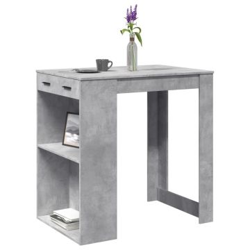 Gossi masa de bar, gri beton, 102x70x103,5 cm, lemn prelucrat