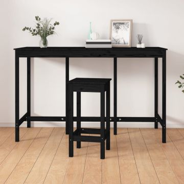 Gossi masa de bar, negru, 180x80x110 cm, lemn masiv de pin