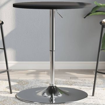Gossi masa de bar, negru, 60x60x90 cm, lemn prelucrat si otel cromat