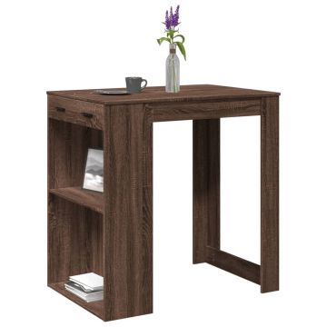 Gossi masa de bar, stejar maro, 102x70x103,5 cm, lemn prelucrat