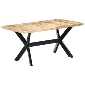 Gossi masa de bucatarie, 160x80x75cm, lemn masiv de mango nefinisat