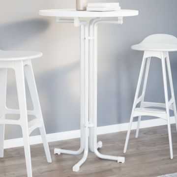 Gossi masa de bucatarie, alb, Ø70x110 cm, lemn prelucrat si otel