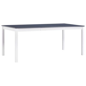 Gossi masa de bucatarie, alb si gri, 180 x 90 x 73 cm, lemn de pin